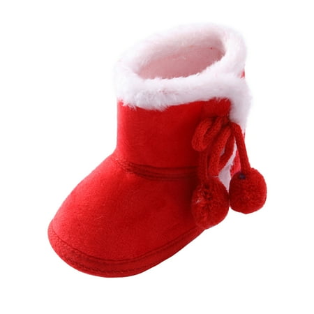 

Juebong Baby Winter Warm Snow Boots Flexible Sport Exercise House Soft Soled Prewalker Non-Skid Boots For Infant Toddler Boys Girls Red Size 12-18 Months