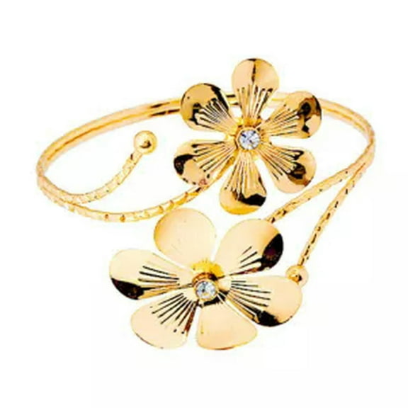 K-KED Women Upper Arm Cuff Flower Butterfly Armlet Armband Adjustable Delicate Jewelry Bracelet-Flower Gold