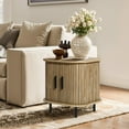 thumbnail image 6 of LuxenHome Mid Century Modern Nightstand with Sliding Door, 17.7" Fluted Bedside Table, Small End Table for Bedroom, 6 of 7