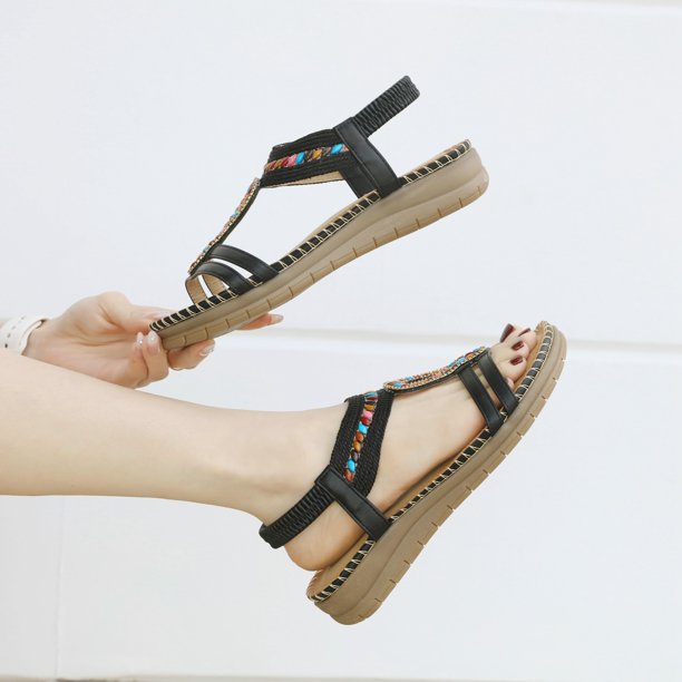 WILLBEST Sandalias Casuales Para Mujer Sandalias Cómodas Para Uso Diario Con Diseño Hueco Y Cierre Para Atuendos Casuales Y Actividades De Verano