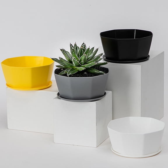 BESEW7 Plastic Resin Succulent Pots, Thick Creative Novelty Planter with Drainage Hole, Unique Flower Pot for Plants Garden Office Shelf Black S