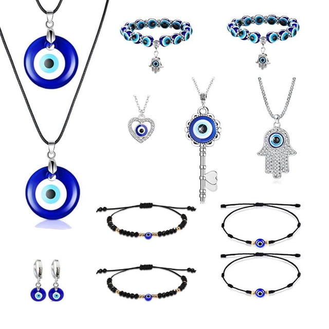 12 Uds llave de ojo azul turco 3*3CM variedad colgante de mal de ojo collar