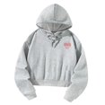 thumbnail image 3 of Sudadera con Capucha Recortada para Mujer, Sudadera con Cordón, Ropa Deportiva Elegante, Sudadera con Capucha Sencilla, Top Recortado para Viajes, Com XL, 3 of 8