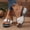 White, variant on Women's Ethnic Buckle Platform Slides Non-slip Soft Sole Open-Toe Summer Footwear Brown 35