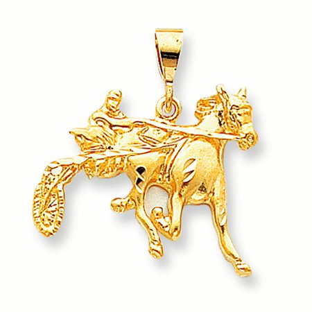 10K Yellow Gold Horse Racing Charm Pendant MSRP $359