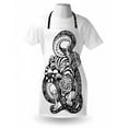 thumbnail image 3 of Tiger Apron Tattoo Style Scene of Two Animals Struggling Long Snake with Sublime Large Cat, Unisex Kitchen Bib Apron with Adjustable Neck for Cooking Baking Gardening, Black and White, by Ambesonne, 3 of 3