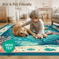 thumbnail image 4 of ODIKA 8'x10' Washable Area Rug Non-Slip Chair-Friendly Mat Sea Turtle Ocean Underwater Tropical Coral Reef Animal Scene for Dining Room, Large Office, Lounge, 4 of 7