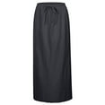 thumbnail image 4 of Linen Maxi Skirts For Women Trendy Summer Comfy Drawstring Waist A Line Skirts Cute Vacation Boho Long Flowy Skirts Double Slit Skirt Plaid Skirts for Women Knit Skirt Pleated Midi Skirt Side Skirts, 4 of 7