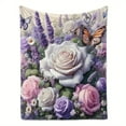thumbnail image 2 of Cozy Floral & Butterfly Print Flannel Throw Blanket Soft Warm and Skin-Friendly Machine Washable for Couch Bed Car Camping Office Decor All-Season Versatile Gift, 2 of 7