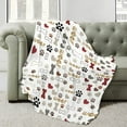 thumbnail image 2 of Cartoon Dog Paws Prints Flannel Fleece Bed Blanket Throw Blanket Lightweight Cozy for Bedroom All Season Sofa Decor Gift 40x50, 2 of 6