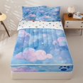 thumbnail image 2 of Manfei Cute Kitten Paw Zipper Twin Comforter Sets with Fitted Sheet and 2 Pillowcases, Dreamy Cloud Galaxy Zipper Bedding Set, Blue Purple, Polkadot Reversible, 4 Pieces, 2 of 7