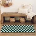 thumbnail image 4 of Black and Mint Green Checkerboard Pattern Bathroom Rugs Mat,Non Slip Microfiber Bathroom Rug,Rubber Backing,Soft Bathroom Mats for Bathroom Floor,Tub and Shower,47x17in(120x43cm), 4 of 5