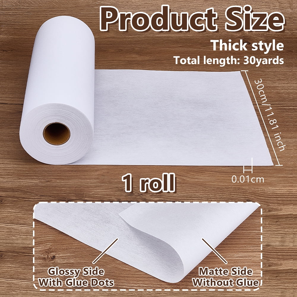100g/㎡ Heavy Weight White Iron-On Fusible Interfacing 11.8 Inchx30 Yards Non-Woven Interfacing Iron On Single-Sided Interfacings