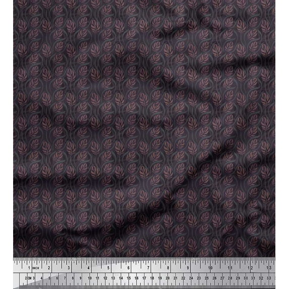 Soimoi Cotton Cambric Fabric Leaves Shirting Printed Fabric 1 Yard 42 Inch Wide