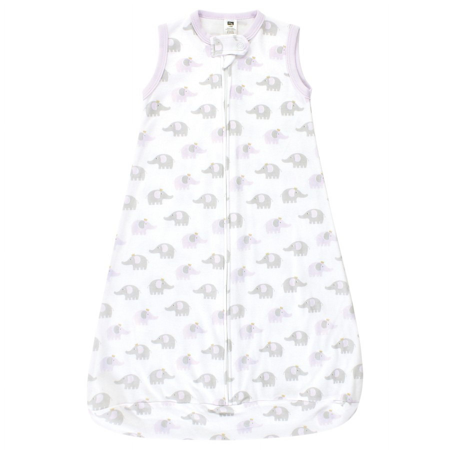 Hudson Baby Infant Girl Cotton Long-Sleeve Wearable Sleeping Bag, Sack, Blanket, Lilac Elephants Sleeveless, 18-24 Months
