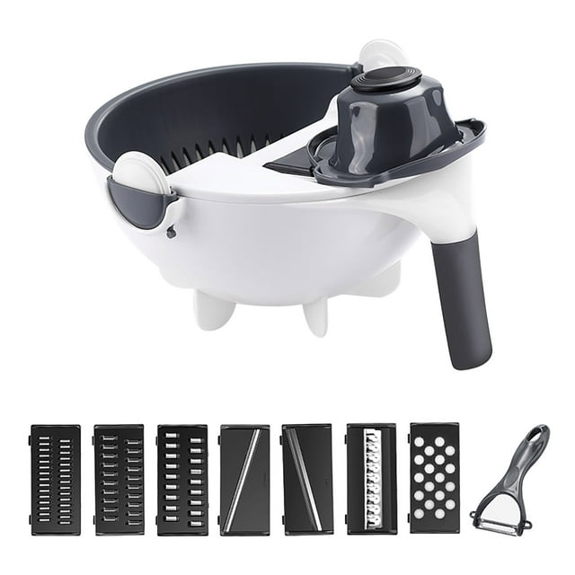 CEHVOM Découpe de Légumes Multifonctionnelle, Machine à Râper les Pommes de Terre, Égouttoir Manuel de Cuisine (Bleu) Liquidation