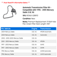 thumbnail image 2 of Automatic Transmission Filter Kit - Compatible with 1996 - 2005 Mercury Sable 3.0L V6 1997 1998 1999 2000 2001 2002 2003 2004, 2 of 2