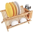 thumbnail image 3 of TORUBIA Dish Rack Drain Rack Collapsible No Installation 2-Tier Large Folding Bamboo Dish Drying Rack for Kitchen Counter (Natural, 16.14" X 10.04" X 9.45"), 3 of 6