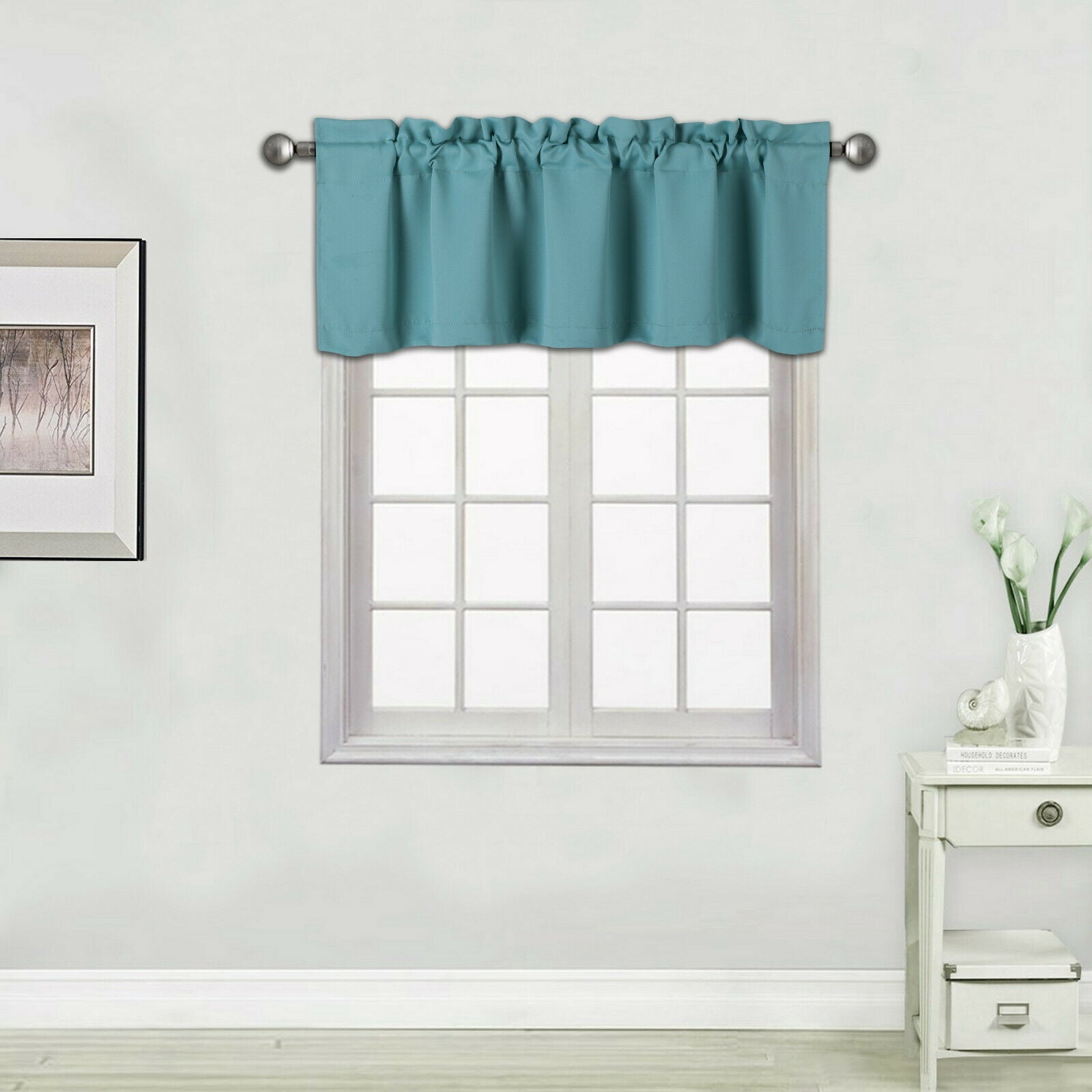 SMALL KITCHEN VALANCE ROD POCKET CURTAIN PANELS THERMAL INSULATED ...