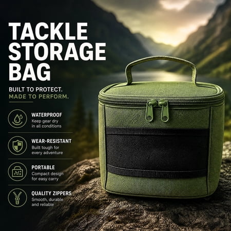 Multi-Compartment Carp Fishing Tackle Organizer | Durable Green Bag with Internal Storage Boxes & Carry Handle | European Anglin