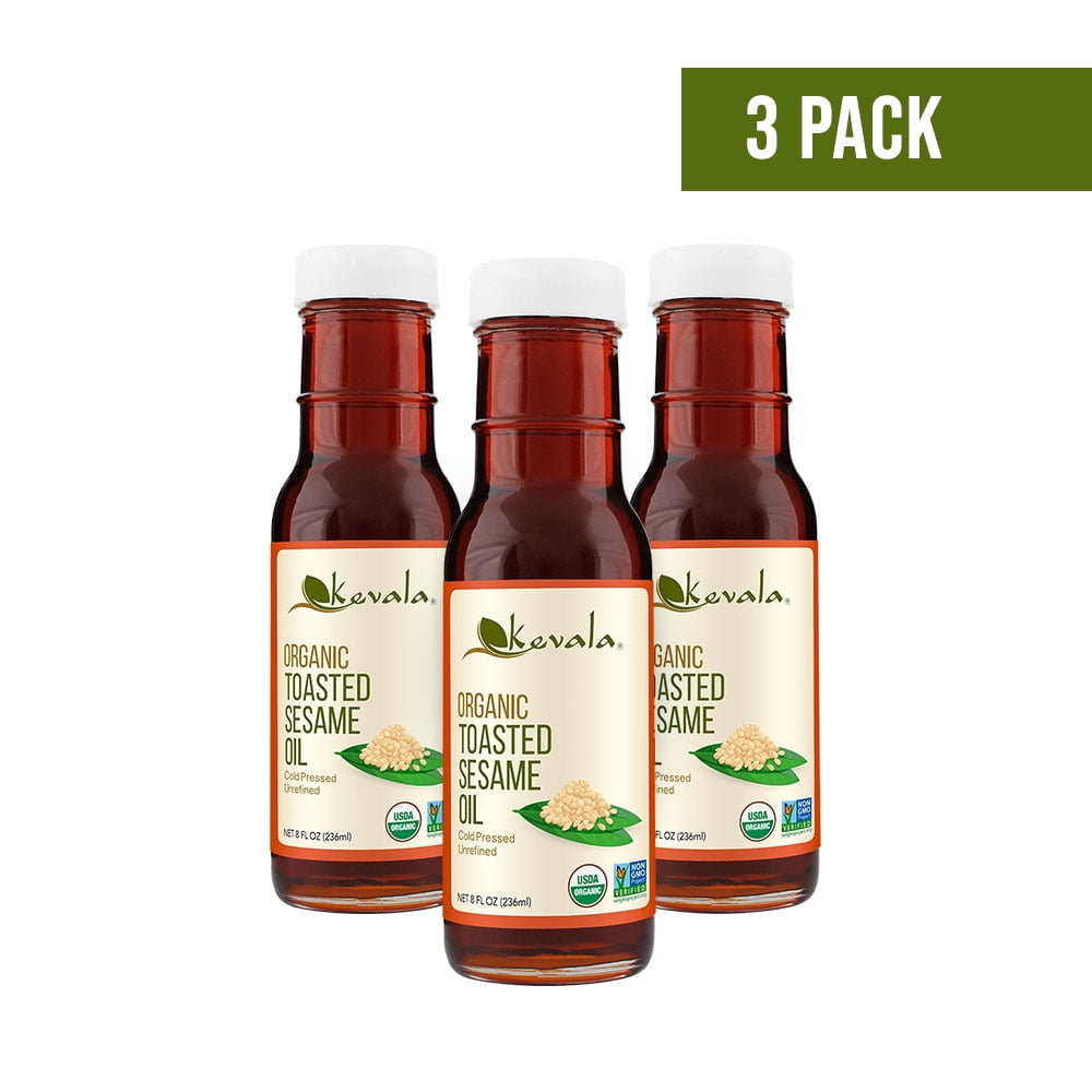 (3 Pack) Kevala Organic Toasted Sesame Oil 8 fl oz