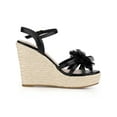 thumbnail image 3 of BLISSFUL STEP Mother's Day Women's Flower Platform Espadrilles Wedge Heel Sandals Black 6.5, 3 of 7