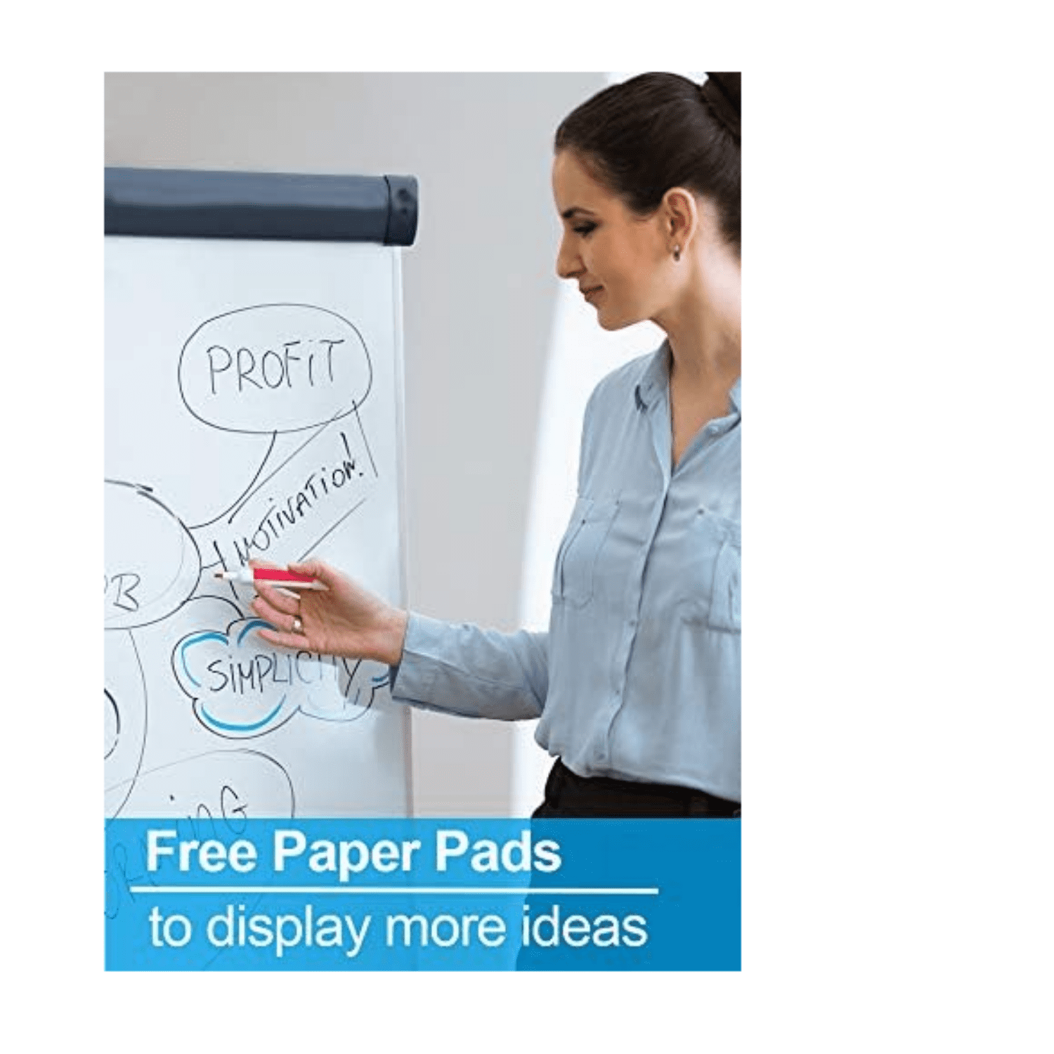 Dry Erase Easel 36" x 24", Height Adjustable Magnetic White Board with Tripod Stand, Office Presentation Board with 25 Sheets Flipchart Paper Pad, Magnets & Eraser, Black