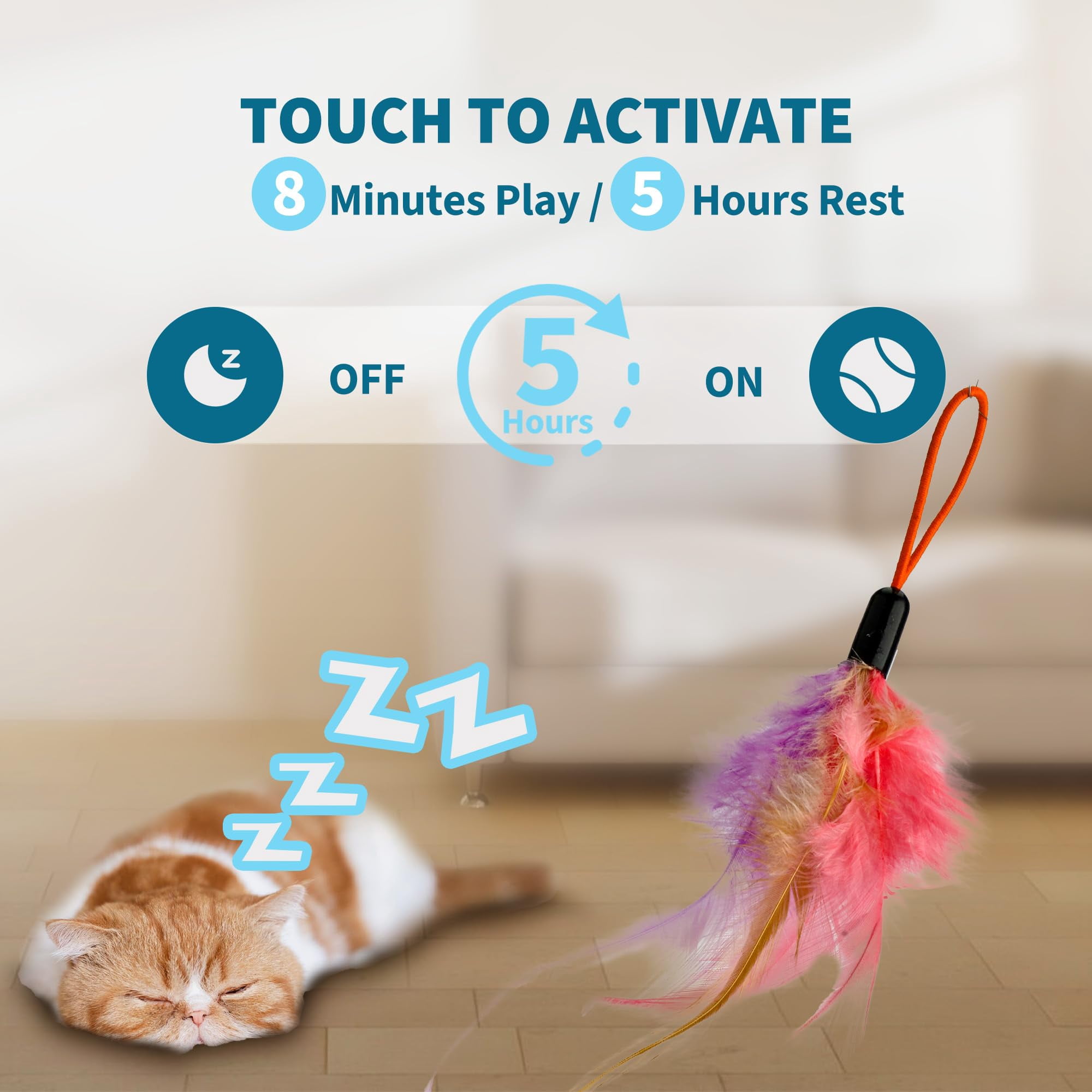 Interactive Cat Toys For Indoor Cats  Automatic Electric Door Hanging With 3 Interchangeable Accessories (feather Mouse Womm Toy) Motion Activated Usb Rechargeable Enrichment Bored