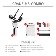Zhiyun Crane M3 Combo 3-Axis Handheld Gimbal Stabilizer for DSLR Mirrorless Cameras Smartphones iPhone Sumsang Action Compact Cameras