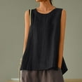 thumbnail image 3 of tklpehg Sleeveless Tops for Women Solid Color Summer Lightweight Loose Blouses Vintage Crewneck Basic Tank Tops Going Out Tops Casual Tshirt (Black,S), 3 of 6