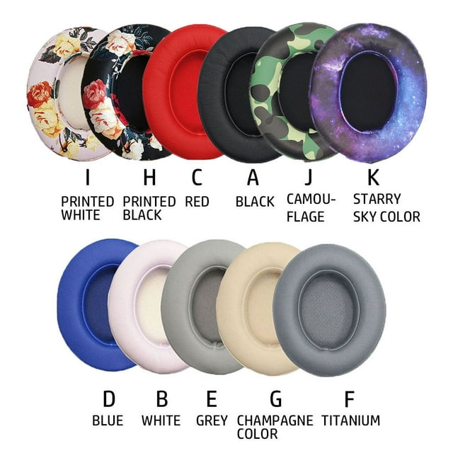 1 Paire de Coussinets d'Oreille pour Casque, Protection Auditive, Remplacement pour Studio 2.0 3.0, Imprimé Floral, Noir