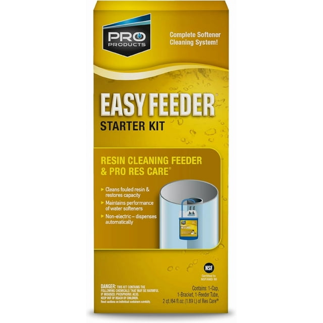 Res Care Easy Feeder Starter Kit – Complete Softener Cleaning System -- Dispenses Res Care Liquid Water Softener Cleaner – Feeds Continuously -- Restores Resin Capacity