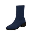 thumbnail image 2 of Fnooota Women's Mid Calf Boots, Slip On Block Heel Comfort Non Slip Fall Winter Shoes Dark Blue Size 6.5, 2 of 7