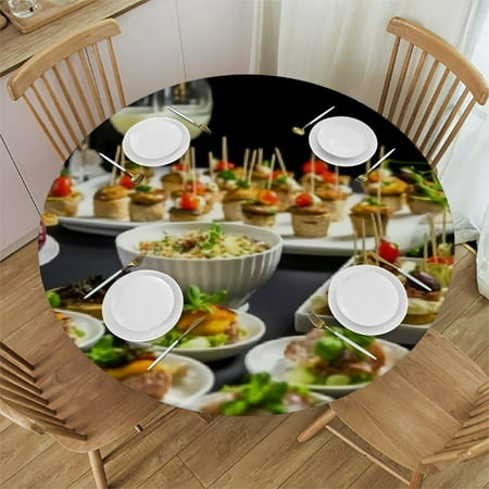 

Orinice Wine Glasses Round Table Cover Stain Resistant Washable Indoor Outdoor Tablecloth Kitchen Dining Wedding Parties Table Cloth 100% Polyester Fiber 31-35