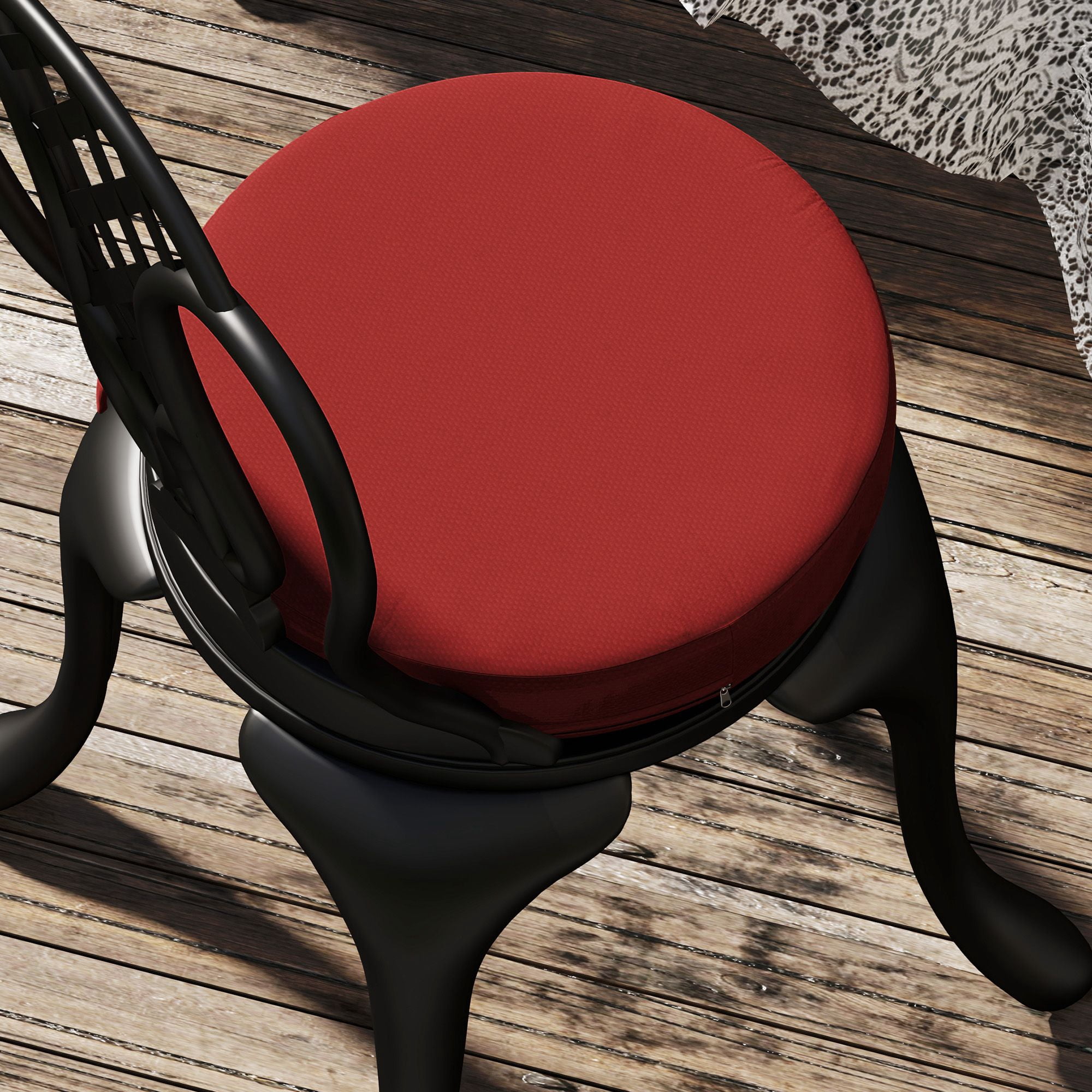 Alvantor Set of 4 Chair Cushions 3" Thick Round Seat Cushions for Dining Bistro Chairs, Machine Washable, 15" x 15", Wine Red