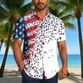 thumbnail image 5 of Jinhomg Mens Stars And Stripes Shirt Big And Tall Short Sleeve Button Down Shirts Casual Comfy American Flag Print Beach Tops Summer Vacation Outfit White M, 5 of 7
