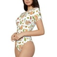 thumbnail image 2 of KLL Women 's Crew Neck Bodysuit Jumpsuits Squirrel And Mushroom Print Short onesies Stretch T Shirts, 2 of 7