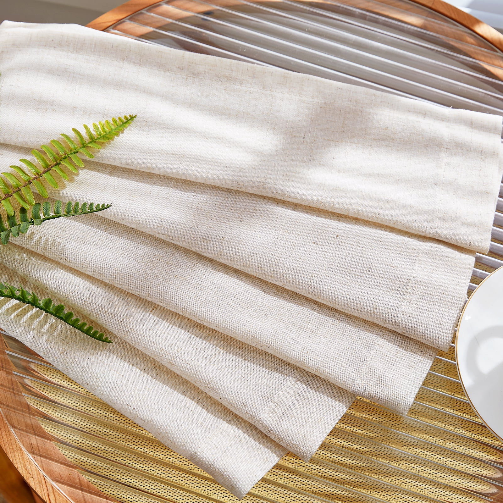 Curtainking Linen Curtains 84 Inch Length for Living Room Farmhouse Rod Pocket Back Tab Light Filtering Window Drapes for Bedroom Curtains Crude 2 Panels Biege