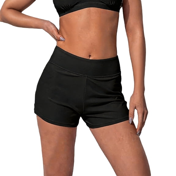 DHFJKG Womens Swim Shorts 4 Layer Leakproof Period Swimwear Bottoms High Waisted Solid Color Swimsuit Shorts