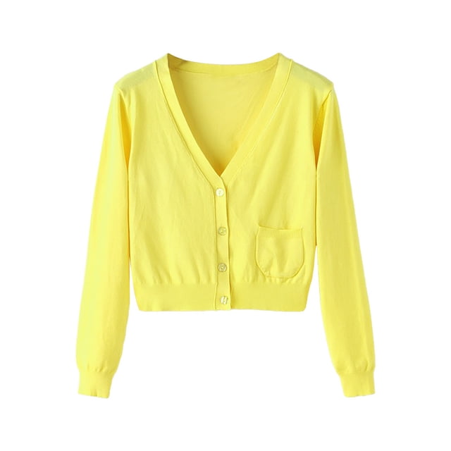 Mode Durable Cardigan Court en Tricot à Manches Longues pour Femmes de Printemps et d'Automne - Hontri