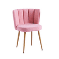 thumbnail image 3 of Faux Fur Dining Chairs, Modern Dining Chair with Wood Color Metal Legs, Upholstered Dining Chairs, Accent Desk Chair Suitable for Dining Room, Living Room(Light Pink,Set of 2), 3 of 7