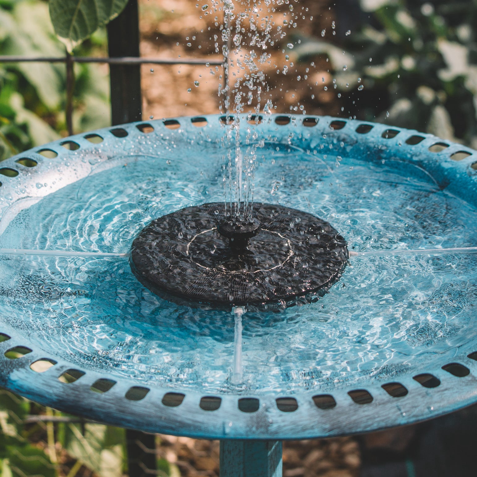 Backyard Expressions Solar Pump Outdoor Bird Bath Fountain, Antique Blue Finish