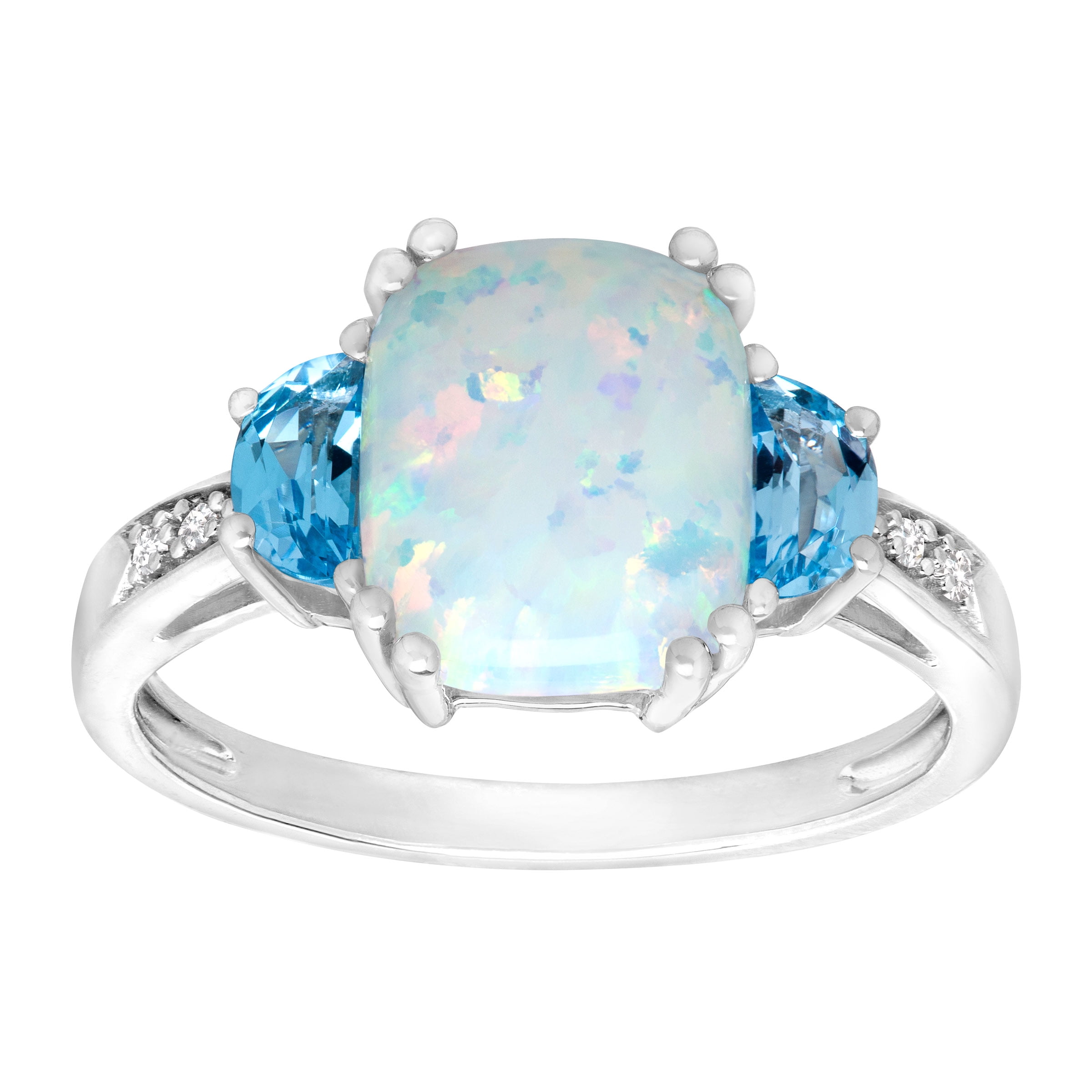 Uhren Schmuck 2 3 8 Ct Natural Opal Swiss Blue Topaz Ring With Diamonds In Sterling Silver Eurodite
