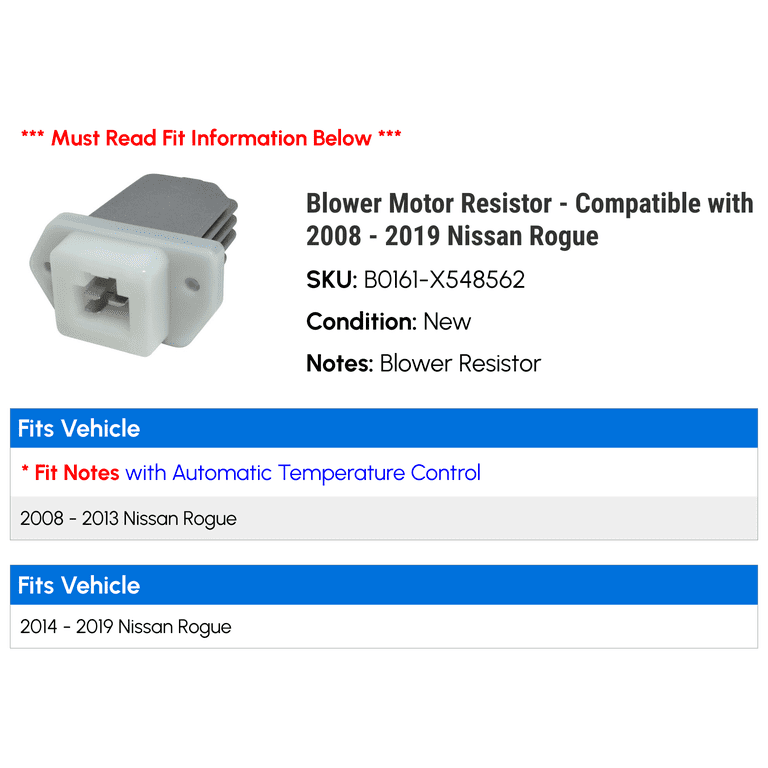 Kit De Motor Soplador Y Resistencia Para Calefacción/AC De Nissan Rogue 2008-2015 - Reemplazo Directo SCITOO