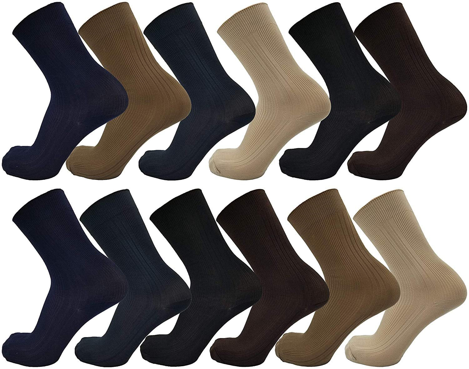 Winterlace Mens Dress Socks, 12 Pairs, Comfort Soft Stretchy Crew
