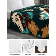 thumbnail image 5 of King Size Flat Sheet Only, Southwestern Green Soft Brushed Microfiber Bed Sheets, Boho Vintage Ethnic Geometric Hotel Quality Breathable Bedding Top Sheet, Easy Care, 105"x98", 5 of 9