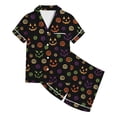 thumbnail image 3 of Baby Girl Pajamas 2 Piece Halloween Cartoon Print Short Sleeve Button Lapel Shirt And Shorts Homewear Pjs for Girls Size 2-3 Years, 3 of 4