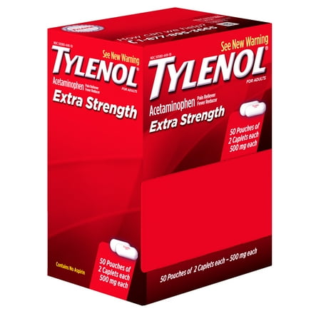 Tylenol Extra Strength Caplets with Acetaminophen, 2-pack of 50 ct