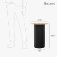 thumbnail image 2 of Round Fluted Accent Side Table - Drink Table - Living Room Furniture (Two-Tone Burl Wood Veneer with Black Base), 2 of 7