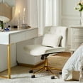 thumbnail image 3 of Adjustable Modern Swivel Velvet Desk Task Chair for Makeup Vanity Ivory, 3 of 8